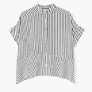 Everlane short sleeve silk square top in stripe